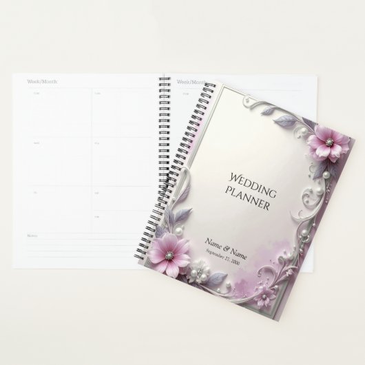 Pink Floral Frame Planner (Devant avec enveloppe)