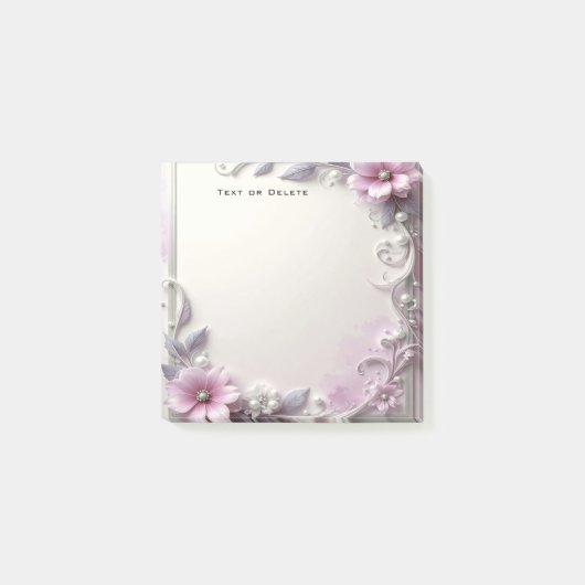 Pink Floral Frame Post it Notes (Voorkant)