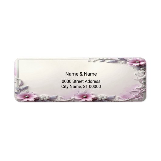 Pink Floral Frame Return Address Label (Voorkant)