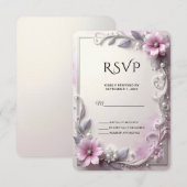Pink Floral Frame RSVP Card (Devant / Derrière)