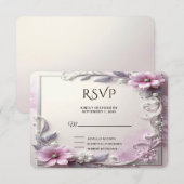 Pink Floral Frame RSVP Card (Devant / Derrière)