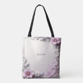 Pink Floral Frame Tote Bag (Dos)