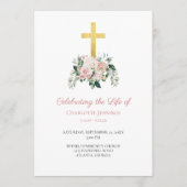 Pink Floral Funeral Order of Service Prog Programma (Voorkant)