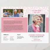 Pink Floral Funeral Program Sjabloon (Voorkant)