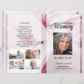 Pink floral Funeral Program template (Voorkant / Achterkant)