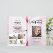 Pink floral Funeral Program template (Staand voorkant)