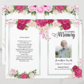 Pink Floral Funeral Programme sjabloon (Voorkant / Achterkant)