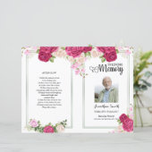 Pink Floral Funeral Programme sjabloon (Staand voorkant)