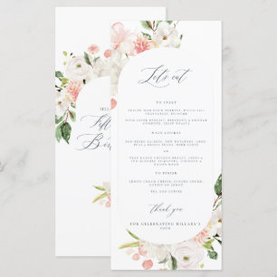 Pink Floral Garden 50e anniversaire Menu