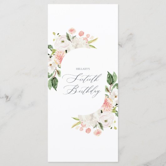 Pink Floral Garden 60e verjaardag Menu (Achterkant)