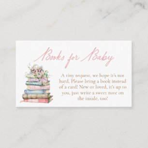 Pink Floral Garden Baby shower Boeken voor Baby Informatiekaartje