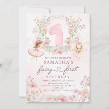 Pink Floral Garden Fairy First Birthday