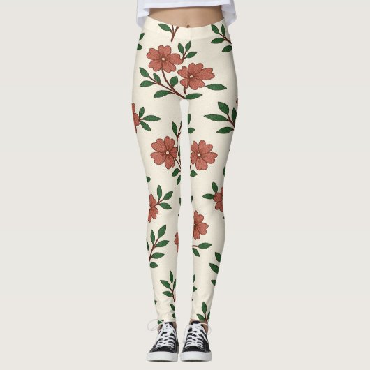 Pink Floral Garden Legging Print (Voorkant)