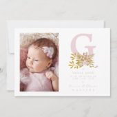 Pink Floral Garland Initial Baby Newborn Name (Voorkant)