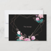 Pink Floral Geometric Lijst Black van bruiloft Bedankkaart (Achterkant)