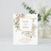 Pink Floral Geometric Photo Save the Date (Staand voorkant)