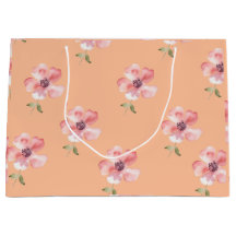 Pink Floral Gift Bag – Orange Pastel Pattern
