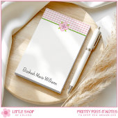 Pink Floral Gingham gepersonaliseerd Post-it® Notes