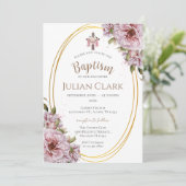 Pink Floral Girl Baptism Invitation (Debout devant)