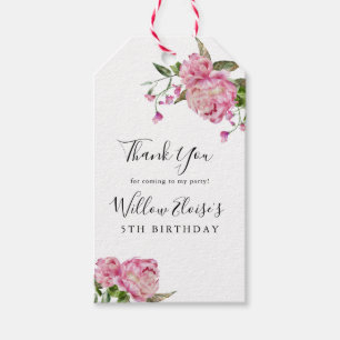 Pink Floral Girl Birthday Party Cadeaulabel