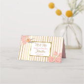PInk Floral Gold Bird Wedding Table Number (Achterkant)