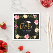 Pink Floral Gold Cheers Custom Graduparty Servet (Insitu)
