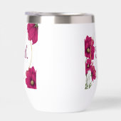 Pink Floral Gold Circle Wine Tumbler (Droite)