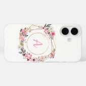 Pink Floral Gold Geometric Phone Case (Achterkant (horizontaal))