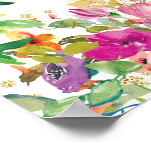 Pink Floral Gold Glitter 75th Birthday Welcome  Poster (Hoek)