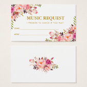 Pink Floral Gold Mariage Music Carte de demande de (Devant & derrière)