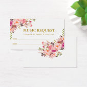 Pink Floral Gold Mariage Music Carte de demande de (Bureau)