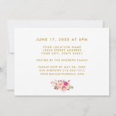 Pink Floral Gold Photo Graduation Party Invitation (Dos)