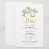 Pink Floral Gold Pumpkin Pall Weddenschap Menu (Voorkant / Achterkant)