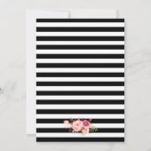 Pink Floral Gold Striped Invitation de la fête de  (Dos)