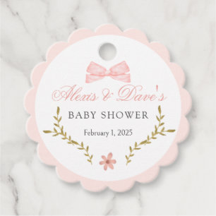 Pink Floral Goose Baby shower Bedankjes Labels