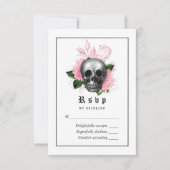 Pink Floral Gothic Skeleton Wedding Carte RSVP (Devant)