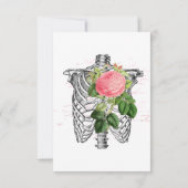 Pink Floral Gothic Skeleton Wedding Carte RSVP (Dos)