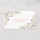 Pink Floral Graduation Aquarelle Nom de la carte N (Devant)