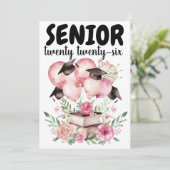 Pink Floral Graduation Party Invitation (Debout devant)