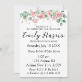 Pink Floral Graduation Party Invitation (Dos)