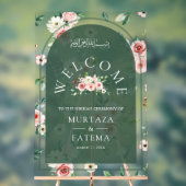 Pink Floral Green Arch Muslim Wedding Welcome (Neutre)