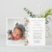 Pink Floral Greenerm Baptism Girl Invitation (Debout devant)