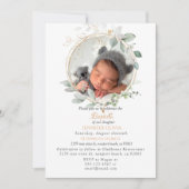 Pink Floral Greenerm Baptism Girl Invitation (Devant)