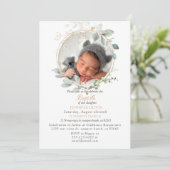 Pink Floral Greenerm Baptism Girl Invitation (Debout devant)