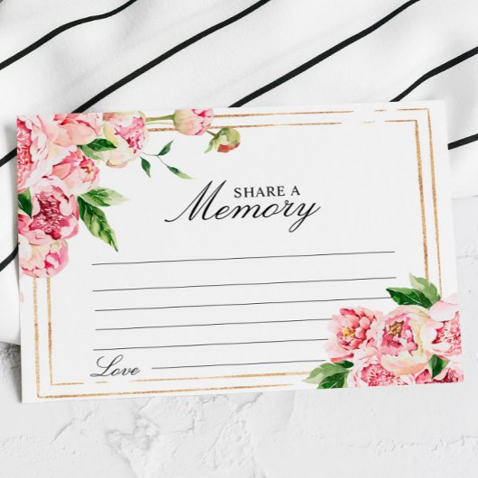 Pink Floral & Greenery Funeral Deel een Memory Kaa RSVP Kaartje