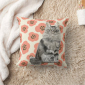 Pink Floral Grey Maine Coon Cat Kussen (Deken)