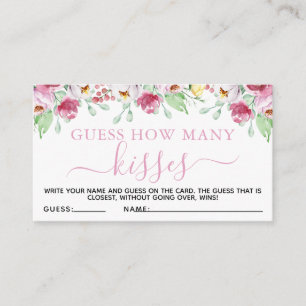 Pink Floral Guess Kisses Baby shower Carte de jeu
