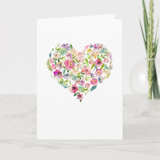 PInk Floral Heart Happy Mothers Day Card (Devant)