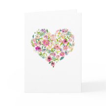 PInk Floral Heart Happy Valentines Day Kaart