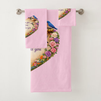 Pink Floral Heart Towel Set Christian Gift for Mom